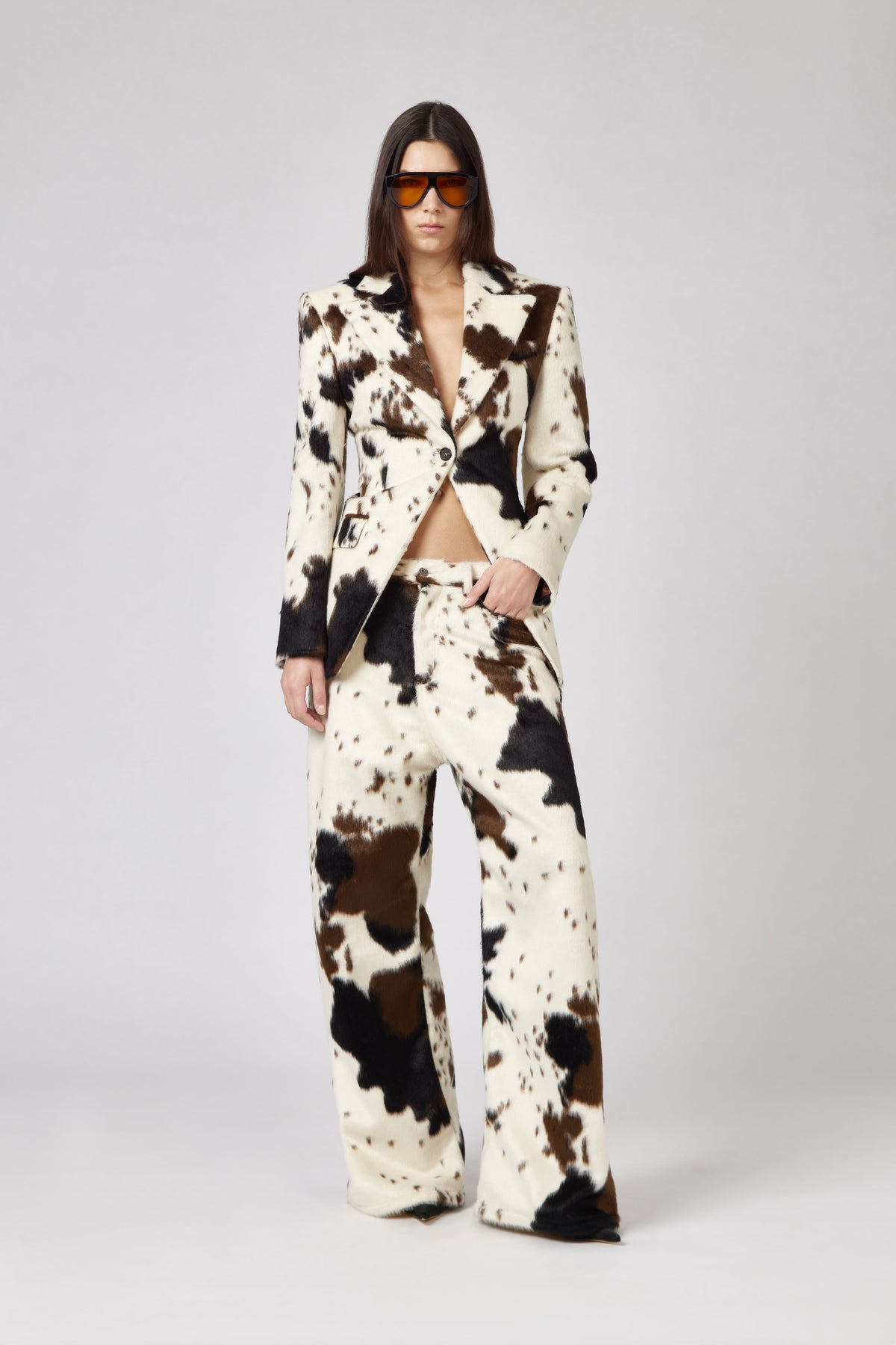 Giuseppe Di Morabito Cow Print Faux Fur Blazer
