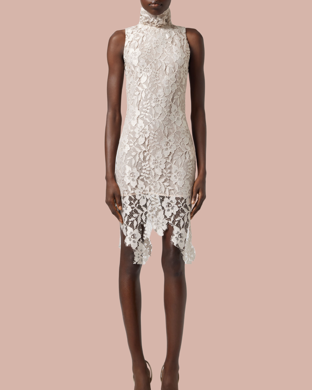 Lace High Neck Dress with Open Back