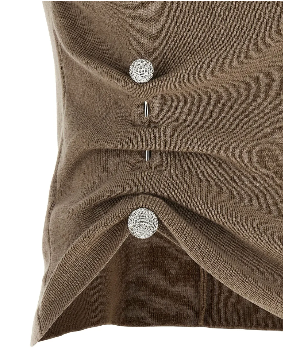 Giuseppe Di Morabito Grey Virgin Wool Draped Knit Top