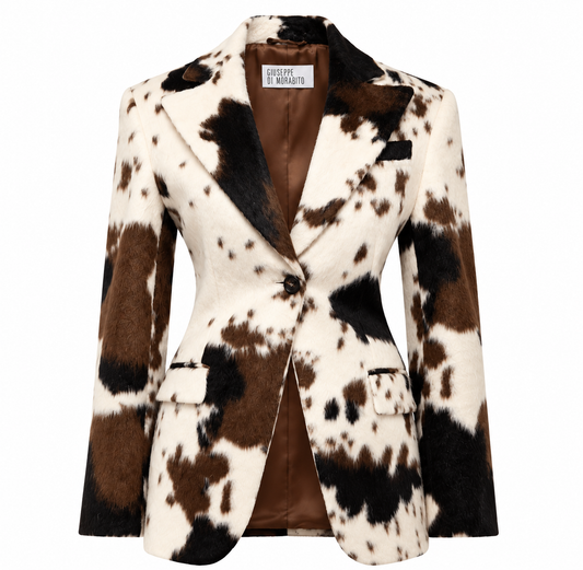 Giuseppe Di Morabito Cow Print Faux Fur Blazer