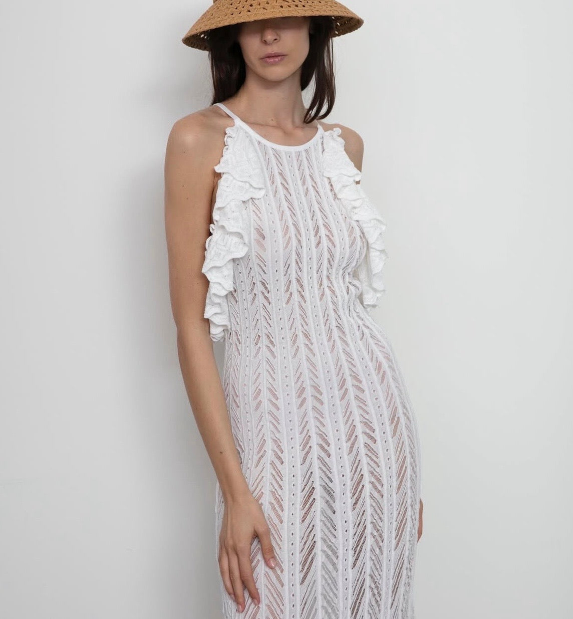 Knit Ruffle Maxi Dress