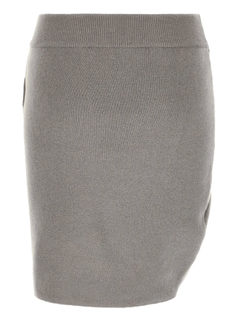Giuseppe Di Morabito Grey Draped Virgin Wool Knit Mini Skirt with Crystal Brooch
