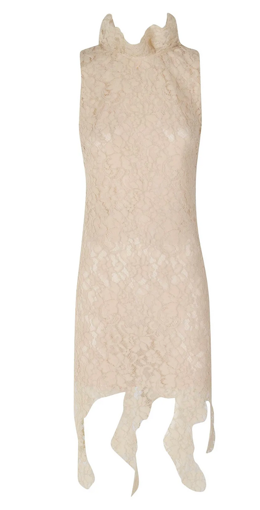 Lace High Neck Dress with Open Back
