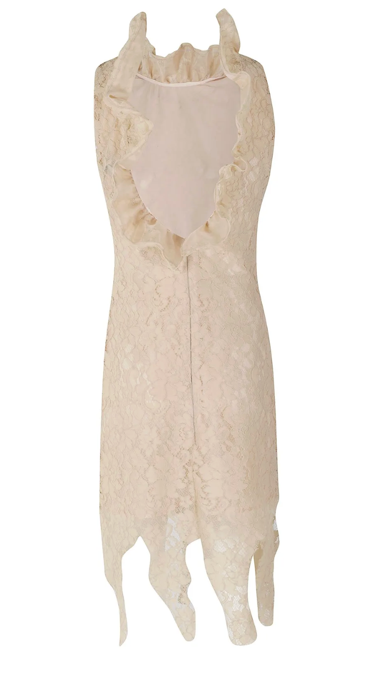 Lace High Neck Dress with Open Back