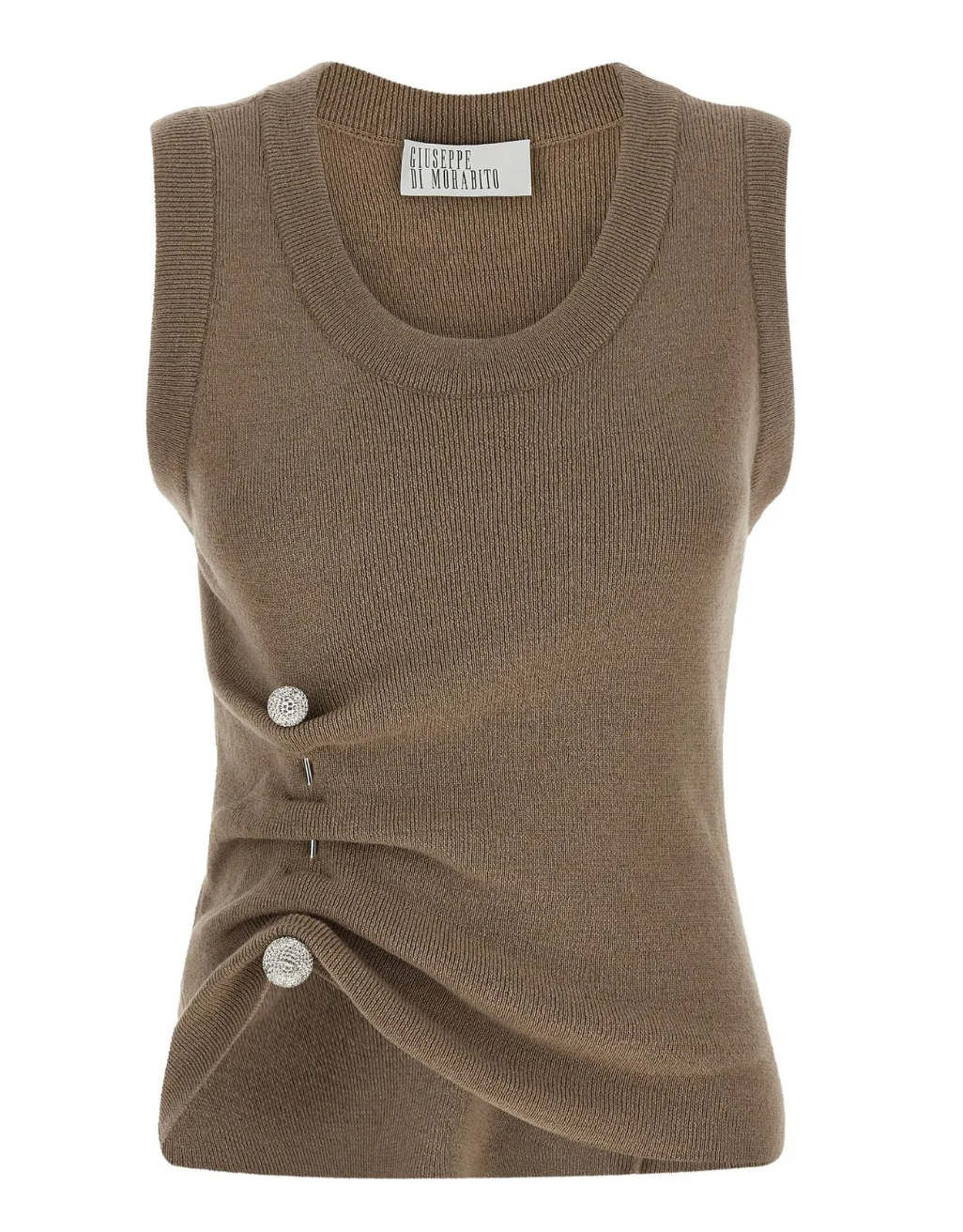 Giuseppe Di Morabito Grey Virgin Wool Draped Knit Top