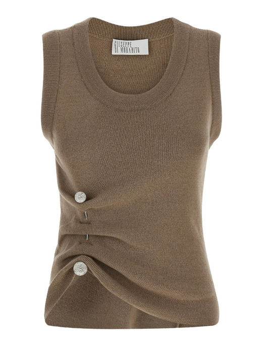 Giuseppe Di Morabito Grey Virgin Wool Draped Knit Top