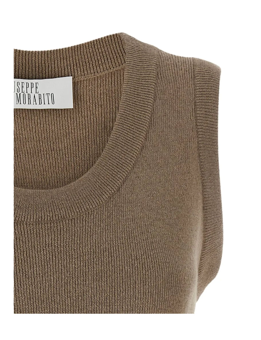 Giuseppe Di Morabito Grey Virgin Wool Draped Knit Top