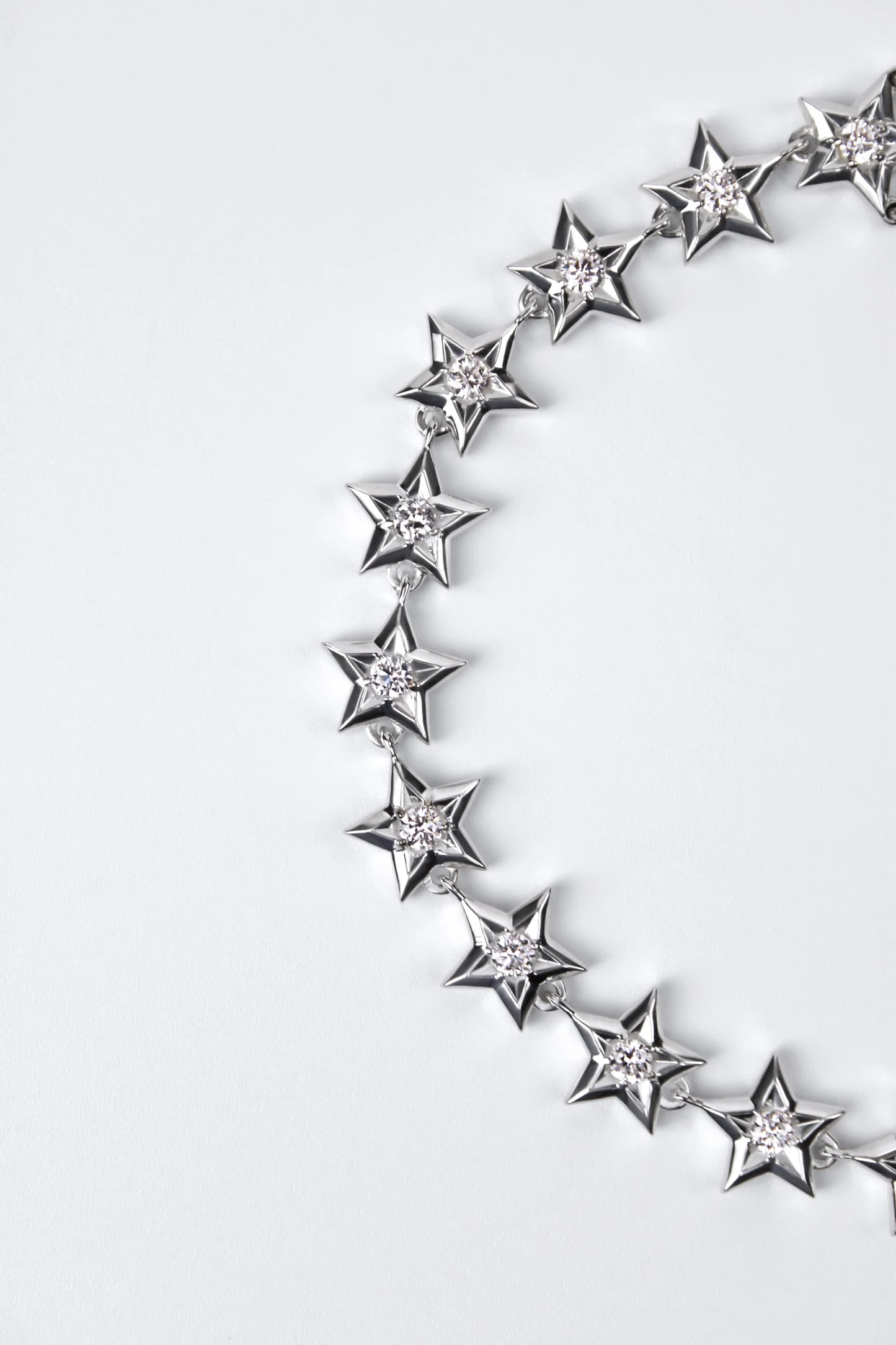 Diamond Star Link Bracelet in Sterling Silver