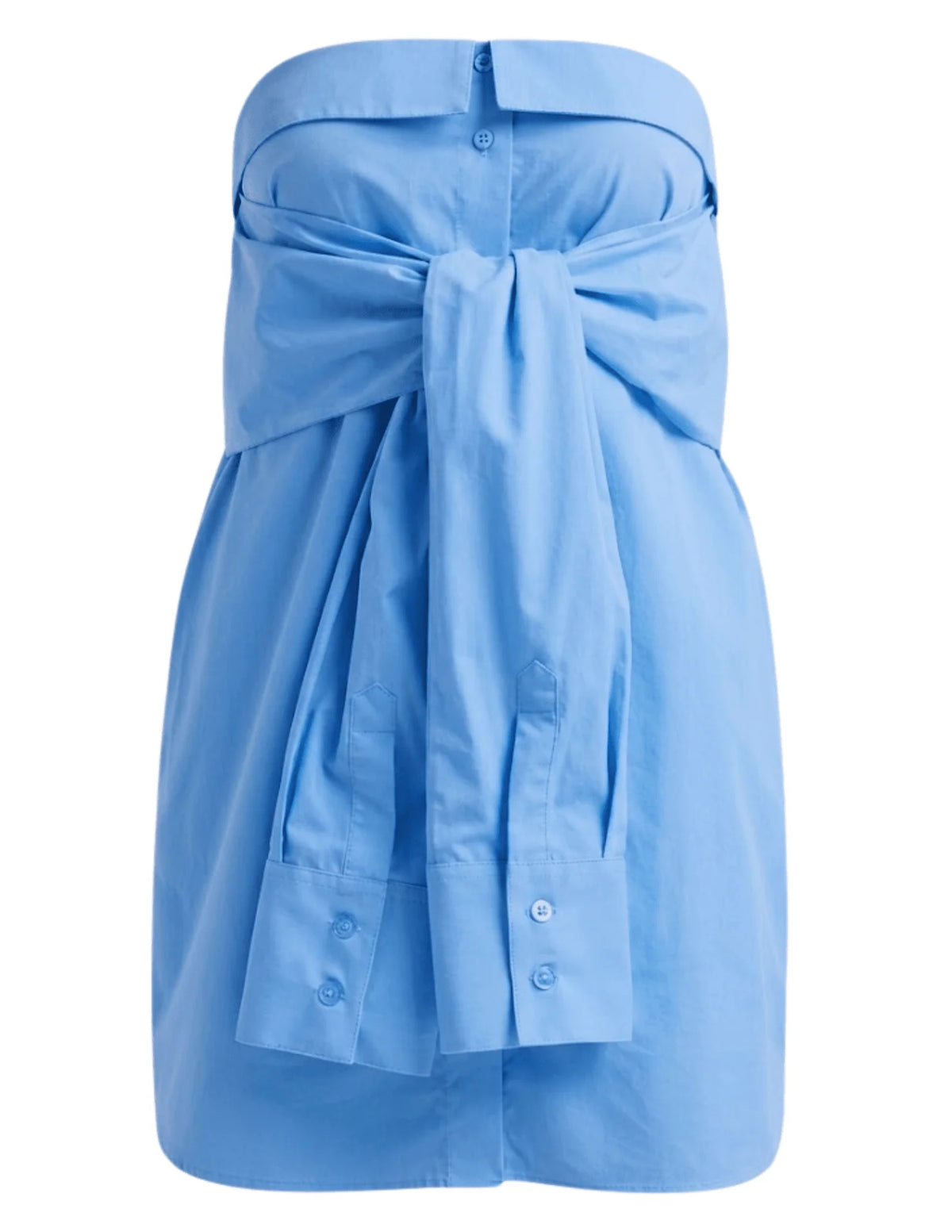 Blue 100% Cotton Mini Shirt Dress